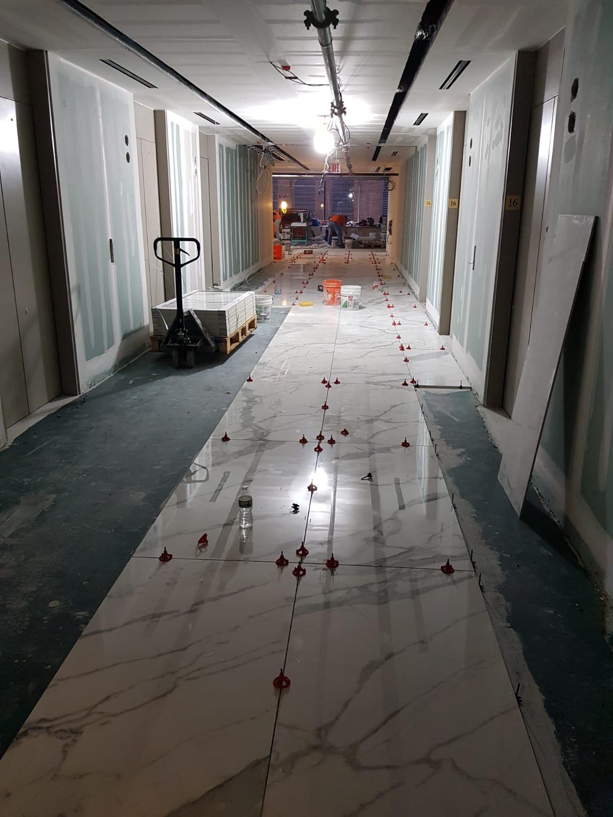 Large format commercial tile installation near Wilmington DE