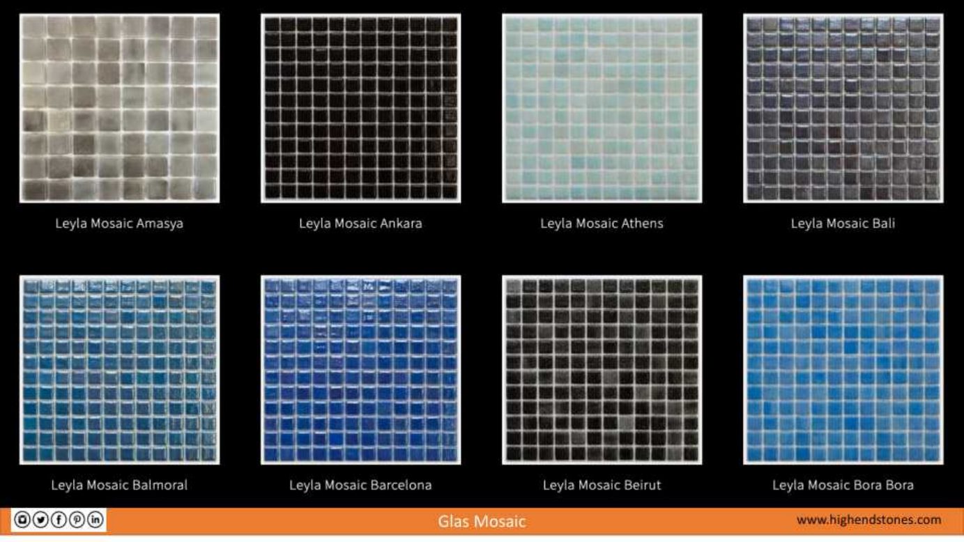 Leyla Mosaic glass mosaic colors Amasya, Ankara, Athens, Bali