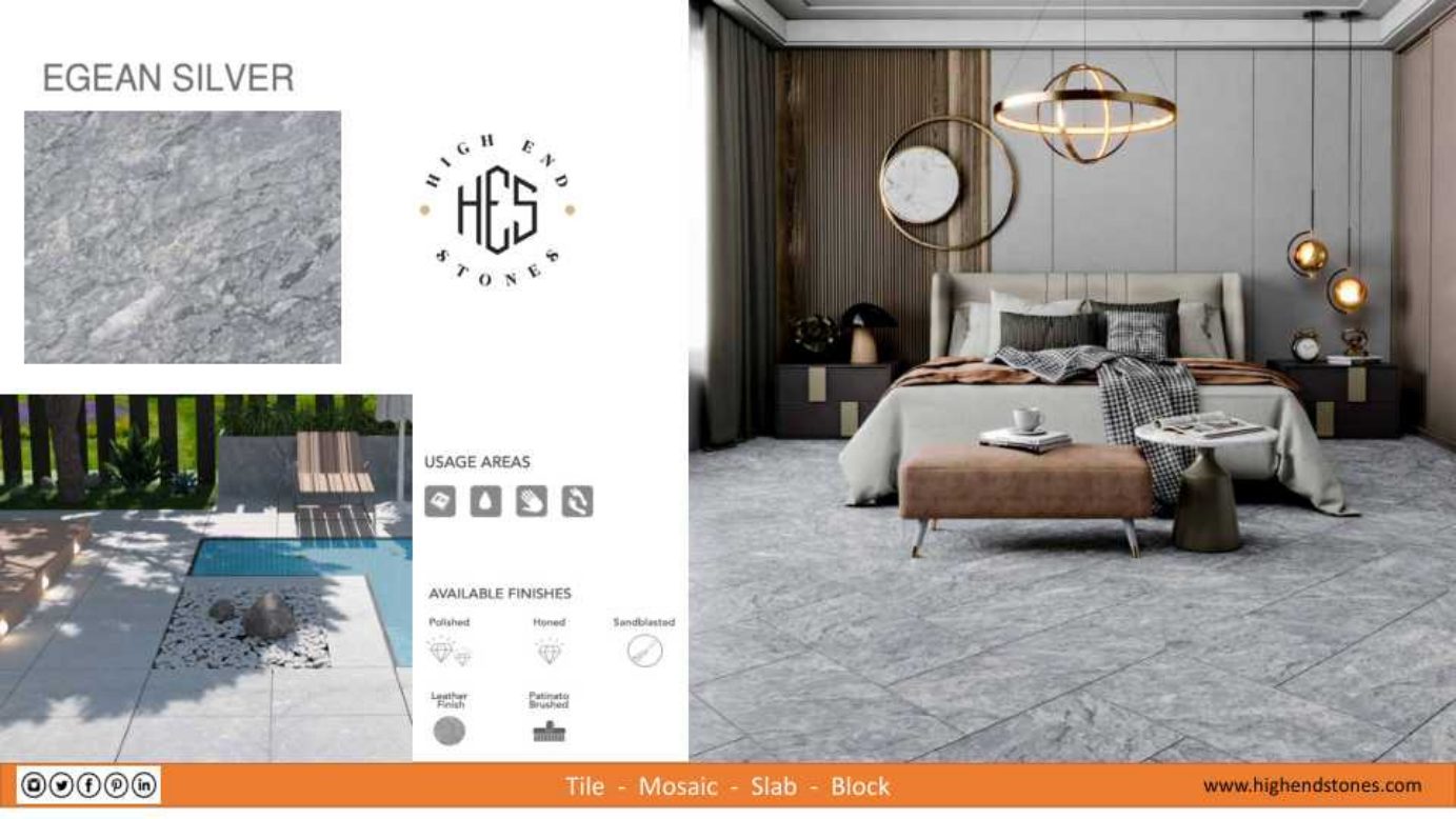 Elegant Silver porcelain wall panel
