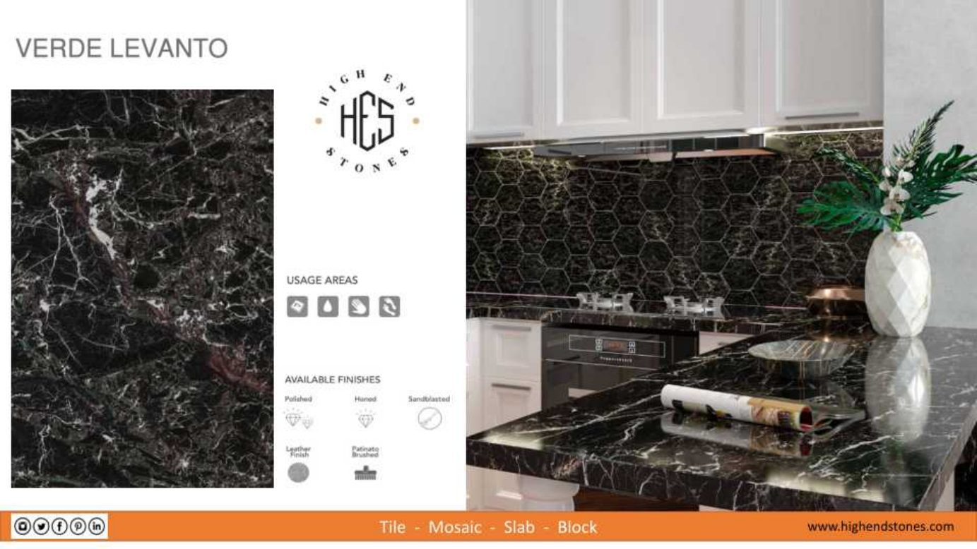 Verde Levanto porcelain slab wall