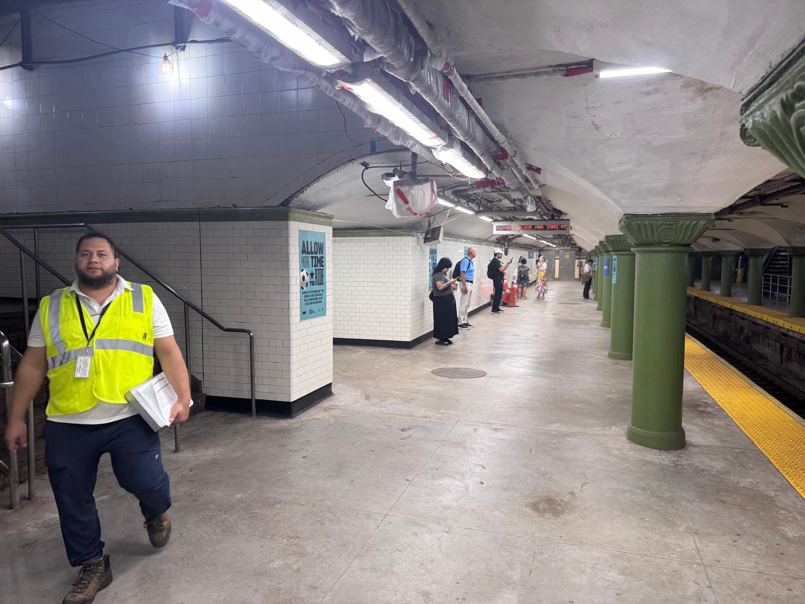 Newport PATH Station passenger circulation and platform tile work